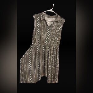 No Boundaries Black and White Patterned Midi Dress